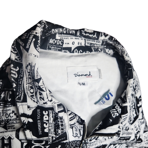 DIAMOND Supply Co. X AC/DC  World Tour Black White Men's All Over Print Jacket - Picture 4 of 16